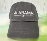 Alabama state hat gray baseball cap with white embroidery, adjustable strap, Southern style cap, Alabama pride gift