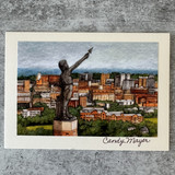 Vulcan statue Birmingham postcard, hand-painted skyline art card, Alabama souvenir, local artist Birmingham card