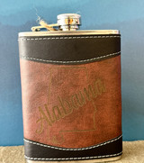 Alabama leather flask engraved state design, leather wrapped flask Alabama gift, Alabama fan flask, groomsmen gift Alabama
