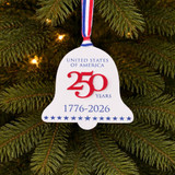 USA 250th anniversary bell ornament 1776-2026, patriotic Christmas ornament bell, America 250 years keepsake, Independence Day gift