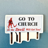 Alabama Go to Church or the Devil Will Get You billboard sticker, die-cut vinyl sticker inspired by iconic Prattville I-65 roadside sign