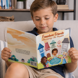 Children’s book about the Preamble to the Constitution with colorful illustrations. Educational civics book for kids learning American values and community.