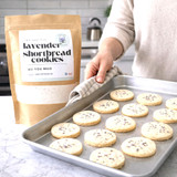 Lavender shortbread cookie mix made in Alabama. Gourmet baking mix for buttery cookies with a subtle floral flavor—perfect for gifting and entertaining.