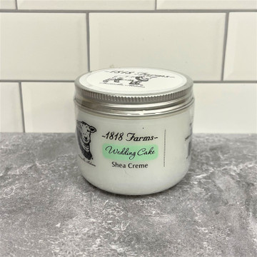 1818 Farms Shea Creme whipped body butter in glass jar, Alabama made natural skincare product Wedding Cake