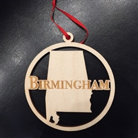 Birmingham wooden ornament made from real wood, Alabama Christmas ornament, Birmingham AL keepsake gift, rustic holiday décor