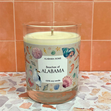 Alabama soy candle in glass jar, 12oz hand-poured candle made in Alabama, gift-ready home fragrance inspired by beaches