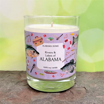 Alabama soy candle in glass jar, 12oz hand-poured candle made in Alabama, gift-ready home fragrance inspired by rivers and lakes