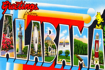 Alabama souvenir magnet featuring Greetings from Alabama