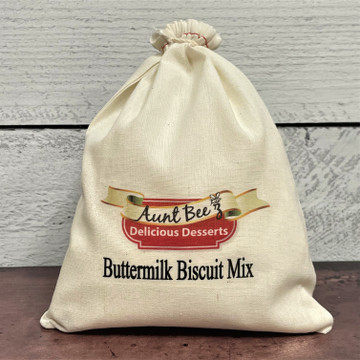 Aunt Bee’s Buttermilk Biscuit Mix made in Alabama package with freshly baked Southern biscuits
