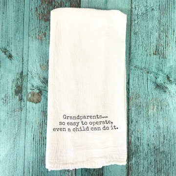 Grandparents Day kitchen towel, funny grandparents gift, Alabama handmade flour sack towel, BellaBlue hand-printed kitchen towel, Southern gift idea