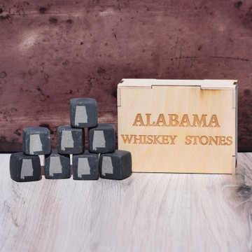 Alabama whiskey stones set made in Alabama, basalt whiskey stones chilling drink without dilution, gift for whiskey lovers
