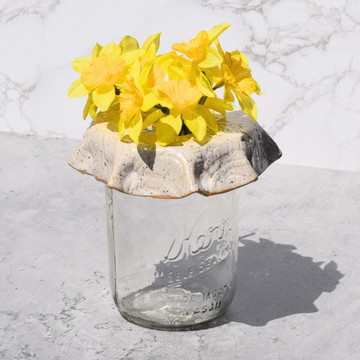 Handmade stoneware jar frog for flower arranging, made in Fairhope, Alabama, floral arranging tool for mason jars and fresh flowers