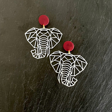 Filigree elephant earrings, Alabama Crimson Tide fan jewelry, game day earrings, elephant jewelry for women, Alabama gifts, college football accessories