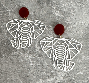 Filigree elephant earrings, Alabama Crimson Tide fan jewelry, game day earrings, elephant jewelry for women, Alabama gifts, college football accessories