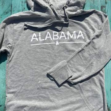 Alabama State Hoodie lightweight pullover with state graphic, soft breathable fabric, unisex fit, Alabama pride apparel, gift for Alabama fans