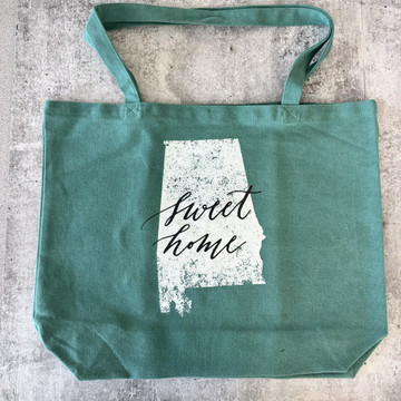 Sweet Home Alabama Tote Bag with State Design – cotton reusable tote for Alabama lovers