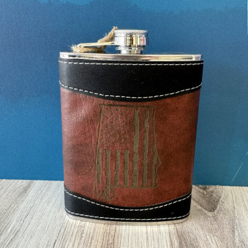 Leather Flask - American Flag