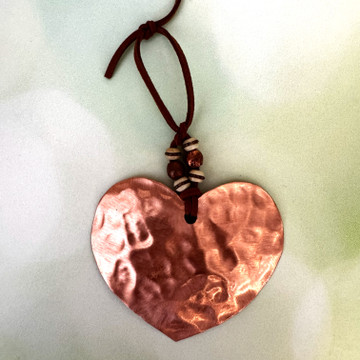 Hammered Copper Heart with Bead Decor