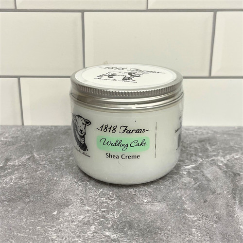 1818 Farms Shea Creme whipped body butter in glass jar, Alabama made natural skincare product Wedding Cake