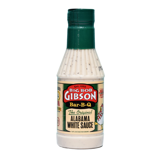 Big Bob Gibson’s White BBQ Sauce bottle Alabama original tangy peppery barbecue sauce