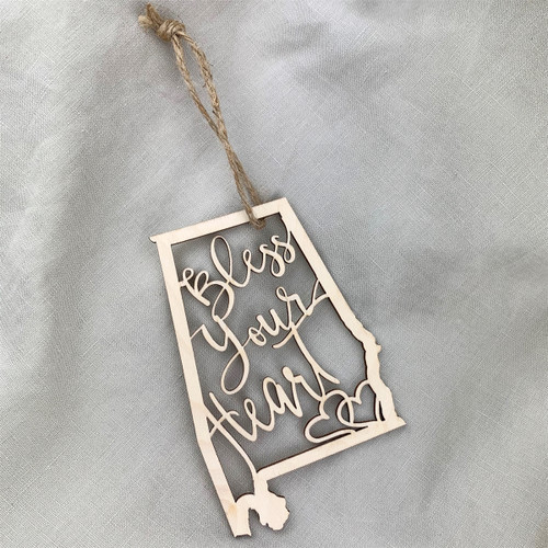 Bless Your Heart wooden ornament made in Alabama, rustic wood ornament with Southern phrase, holiday décor or year-round display