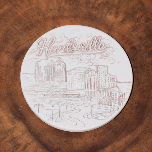Huntsville Alabama clay coaster, absorbent drink coaster, Alabama gift, Rocket City souvenir, handmade-style coaster, felt bottom coaster