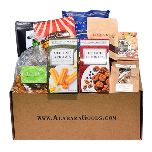 Goodies and treats made in Birmingham Alabama in a gift box with free shipping