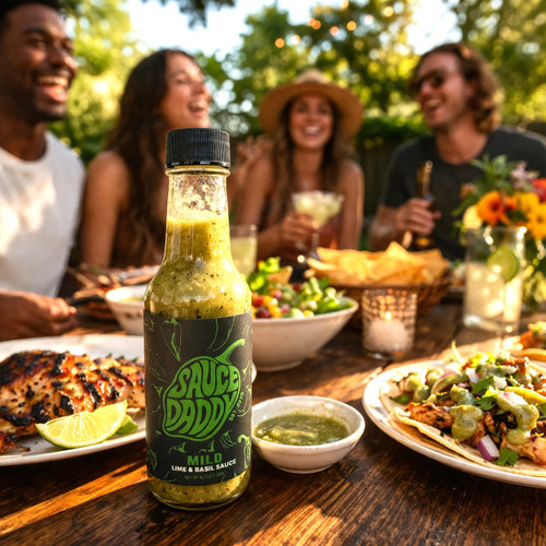 Sauce Daddy lime and basil sauce mild Alabama made sauce, citrus herb finishing sauce for chicken seafood vegetables and grilling