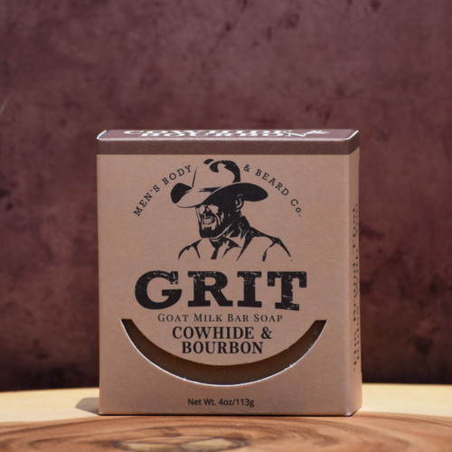 Goat milk soap for men with Cowhide and Bourbon scent, handmade in Alabama, moisturizing bar soap with olive oil and vitamin E for face and body