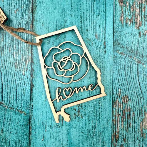Wooden Alabama Camilia Home Ornament