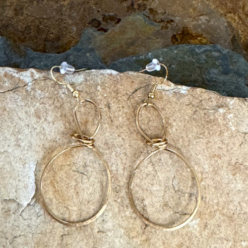 Yvonne handcrafted brass hoop earrings, made in Alabama – elegant wire-wrapped hoops