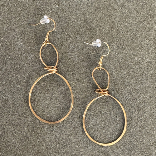 Yvonne handcrafted brass hoop earrings, made in Alabama – elegant wire-wrapped hoops