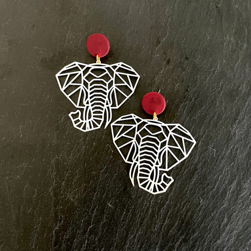 Filigree elephant earrings, Alabama Crimson Tide fan jewelry, game day earrings, elephant jewelry for women, Alabama gifts, college football accessories