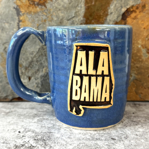Alabama handmade pottery mug with state design, made in Alabama ceramic coffee mug, Alabama gift, southern pottery mug, Alabama souvenir mug