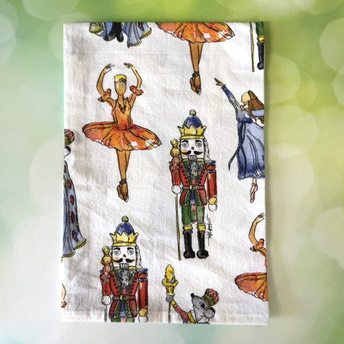Nutcracker ballet tea towel, holiday kitchen towel, Christmas tea towel, festive kitchen décor, Alabama made gift, cotton flour sack towel