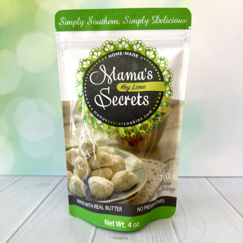 Key lime cookies in a 4oz bag, Alabama made gourmet citrus cookies, small batch Southern treats, giftable snack packaging