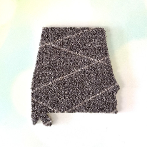 Alabama-shaped coaster made from repurposed carpet, eco-friendly handmade gift, unique drink coaster, sustainable home décor, made in Alabama