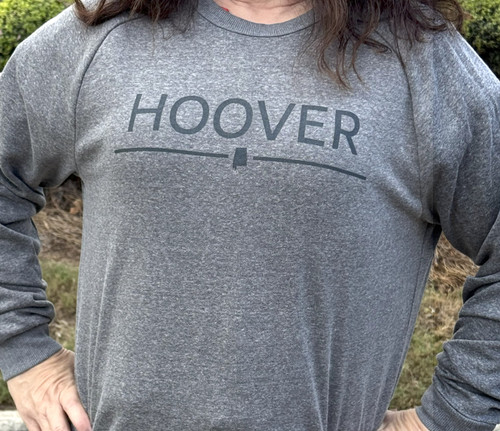 Hoover Alabama sweatshirt, heather gray crewneck with bold “Hoover” graphic, cozy midweight fleece perfect for game days and everyday wear