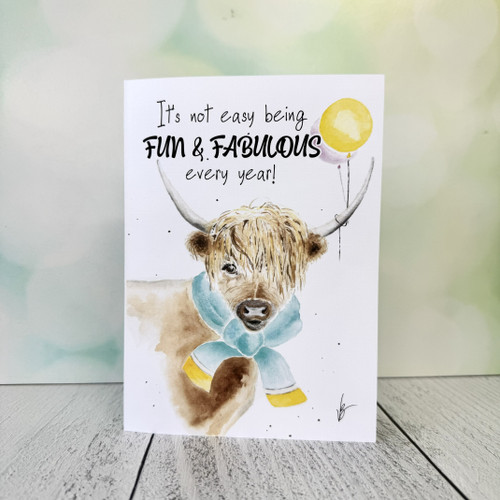 Hand-painted birthday card with envelope, made in Alabama, featuring unique artistic designs on premium cardstock