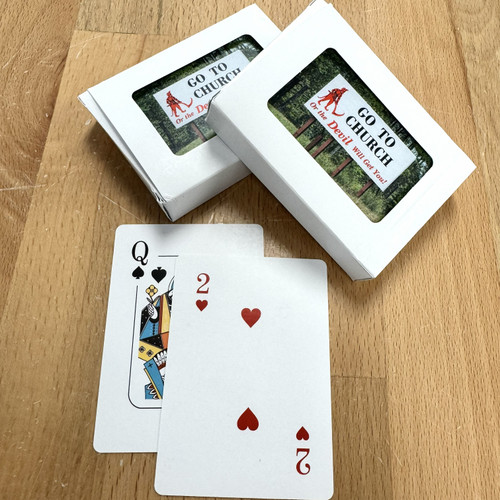 Alabama Go to Church billboard playing cards deck, standard card set with iconic Prattville roadside sign design, Alabama-themed game night gift