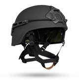Volta Level IIIA ballistic helmet with reduced trauma protection, front accessory shroud, and tactical retention harness