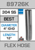 4" ID x 12" 304 Stainless Steel Flex Pipe 89726K