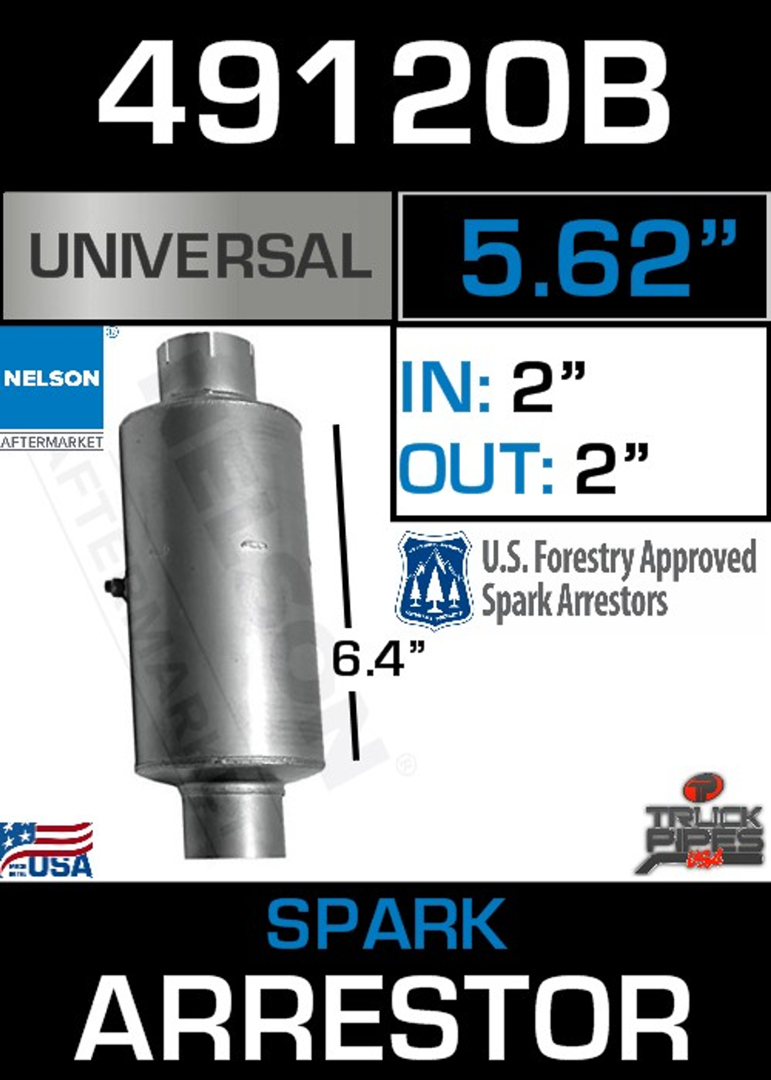 Spark Arresting Exhaust Muffler 5.62" Body Nelson 49120B
