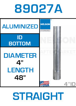 89027A 4" x 48" Aluminized Exhaust Stack Straight Pipe-ID