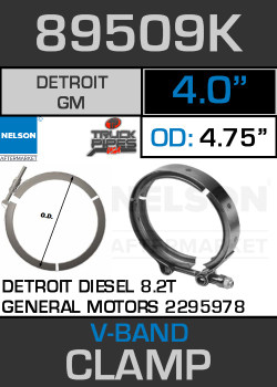 4" V-Band Clamp 2295978 Detroit Diesel 8.2T 4.75 Lip 89509K Nelson 89509K 4" V-Band Clamp 2295978 Detroit Diesel 8.2T 4.75 Lip 89509K Nelson 89509K