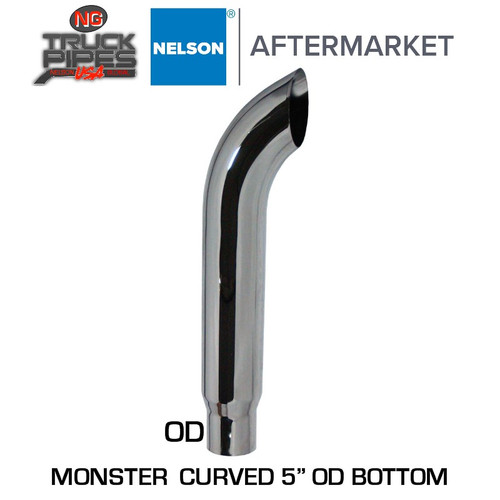 6" Reduced to 5" OD x 36" Curved Exhaust Stack Chrome Nelson 90842C 6" Reduced to 5" OD x 36" Curved Exhaust Stack Chrome Nelson 90842C