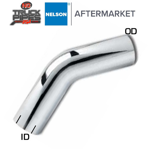 4" OD-ID 45 Degree Exhaust Elbow Chrome x 12" Leg Length Nelson 89074C 4" OD-ID 45 Degree Exhaust Elbow Chrome x 12" Leg Length Nelson 89074C