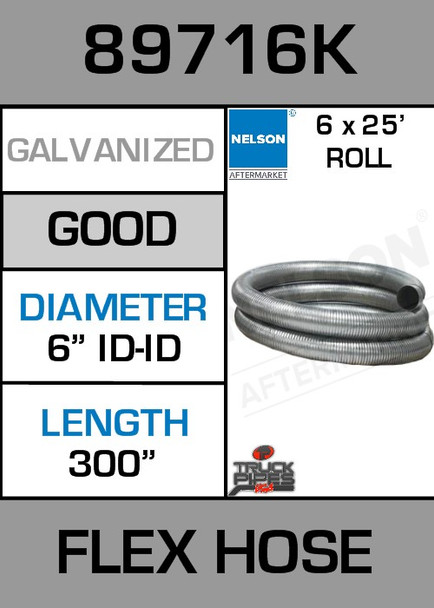 6" ID x 25' Galvanized Steel Flex Pipe 89716K