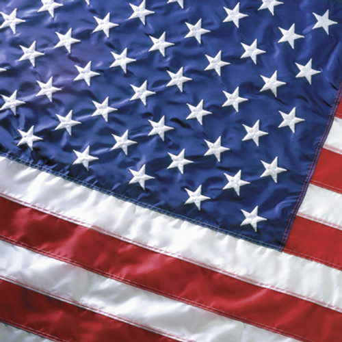 U.S. Flag - Nylon, Embroidered Stars, Sewn Stripes, with Pole Hem