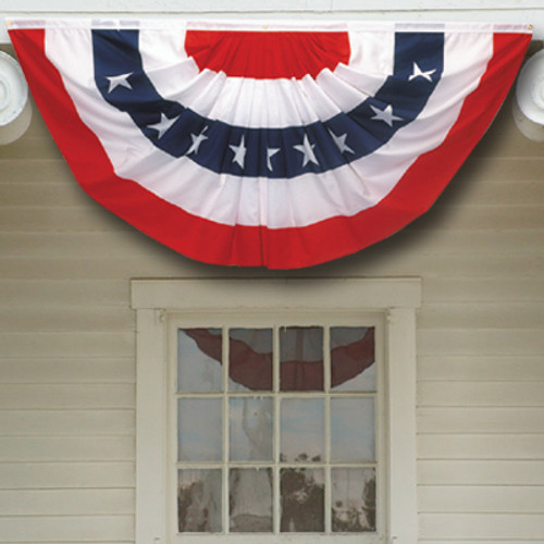 Pleated full fan (3' x 6') - five stripes with stars
